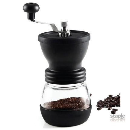 Coffee Bean Grinder - Manual Hand Stainless Ceramic Burr Core Glass Jar Nut Mill - Appliances > Kitchen Appliances >