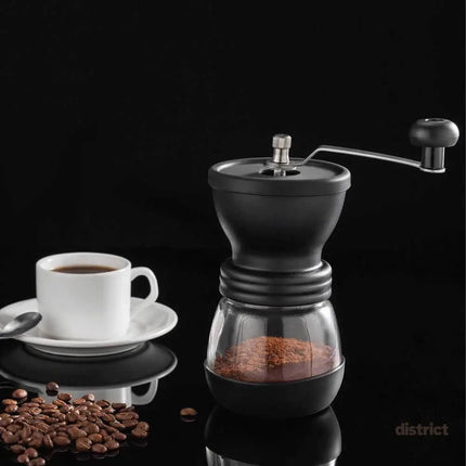Coffee Bean Grinder - Manual Hand Stainless Ceramic Burr Core Glass Jar Nut Mill - Appliances > Kitchen Appliances >