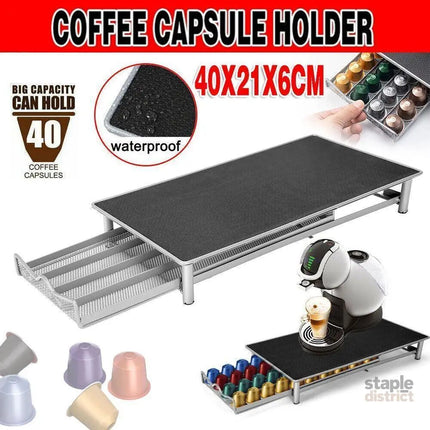 Coffee Capsule Drawer Holder for 40 Nespresso Pods with Non-Slip Top Rack - Appliances > Kitchen Appliances > Coffee