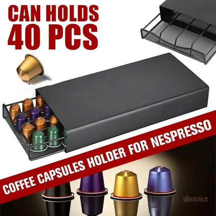 Coffee Pod Holder Drawer for Nespresso - 40 Capsules Storage Rack Stand - Appliances > Kitchen Appliances > Coffee