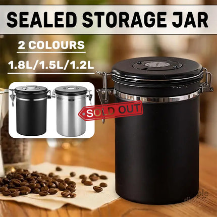Coffee Powder Sealed Jar Airtight Storage Container for Kitchen Tea Sugar Beans - Silvery-1500ml - Appliances > Kitchen