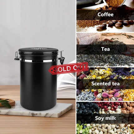 Coffee Powder Sealed Jar Airtight Storage Container for Kitchen Tea Sugar Beans - Silvery-1500ml - Appliances > Kitchen