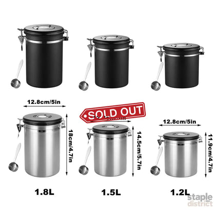 Coffee Powder Sealed Jar Airtight Storage Container for Kitchen Tea Sugar Beans - Silvery-1500ml - Appliances > Kitchen