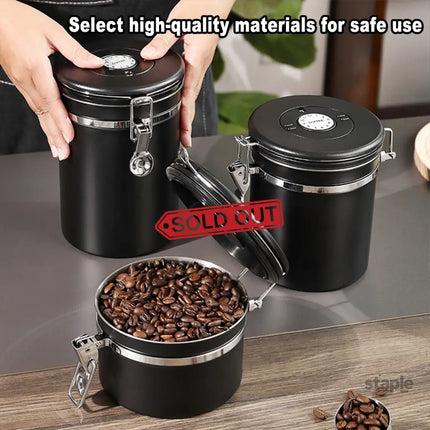 Coffee Powder Sealed Jar Airtight Storage Container for Kitchen Tea Sugar Beans - Silvery-1500ml - Appliances > Kitchen