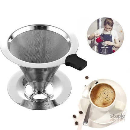 Coffee Tea Cup Drip Filter Mesh Holder Reusable Stainless Steel Pour Over Funnel - Appliances > Kitchen Appliances >