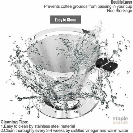 Coffee Tea Cup Drip Filter Mesh Holder Reusable Stainless Steel Pour Over Funnel - Appliances > Kitchen Appliances >