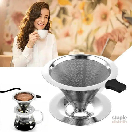 Coffee Tea Cup Drip Filter Mesh Holder Reusable Stainless Steel Pour Over Funnel - Appliances > Kitchen Appliances >