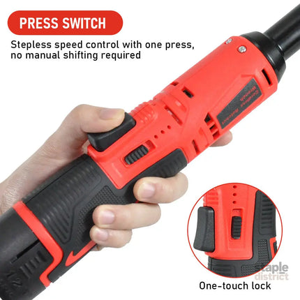Cordless Electric Ratchet Wrench Set 12V Power Electric Ratchet Wrench 3/8inch 400 RPM Variable Speed with Sockets Two