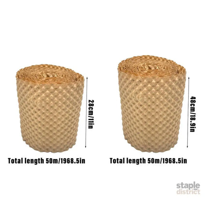 Cowhide Pressure Bubble Paper Roll Shock Absorbing Biodegradable Cushioning Wrap - 28x50m - Commercial > Packaging >