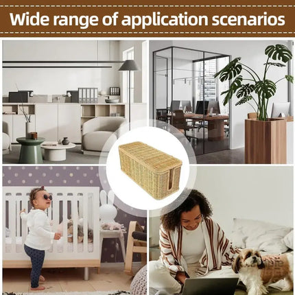 Desktop Cable Management Box with Cover Rattan Style Power Cord Organizer Case - Baby & Kids > Kid’s Furniture > Toy