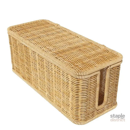 Desktop Cable Management Box with Cover Rattan Style Power Cord Organizer Case - Baby & Kids > Kid’s Furniture > Toy