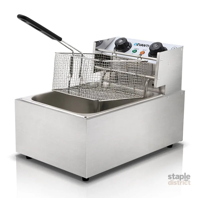 Devanti 10L Electric Commercial Deep Fryer Single Basket 2200W - Appliances > Kitchen Appliances > Deep Fryers