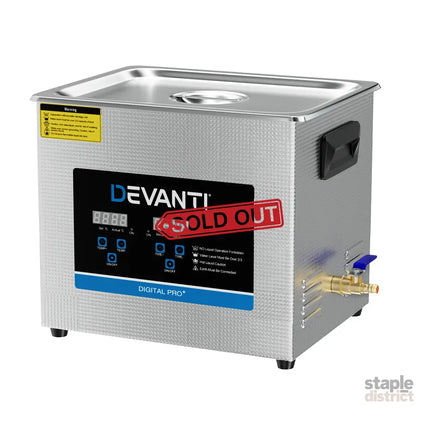 Devanti 10L Ultrasonic Cleaner Heater Cleaning Machine Timer Industrial 240W - Appliances > Other Cleaning Appliances >