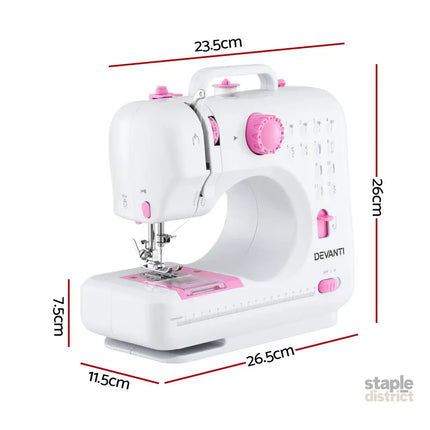 Devanti 12 Stitches Mini Sewing Machine for Beginners Portable Sewing Machine Kit with LED Lights - Home & Garden >