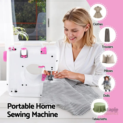 Devanti 12 Stitches Mini Sewing Machine for Beginners Portable Sewing Machine Kit with LED Lights - Home & Garden >