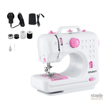 Devanti 12 Stitches Mini Sewing Machine for Beginners Portable Sewing Machine Kit with LED Lights - Home & Garden >
