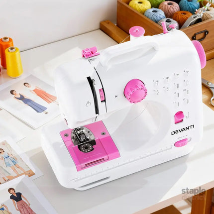 Devanti 12 Stitches Mini Sewing Machine for Beginners Portable Sewing Machine Kit with LED Lights - Home & Garden >