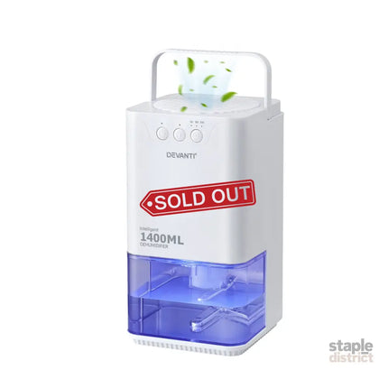 Devanti 1400ML Portable Dehumidifier Quiet Sleep Mode Timer Auto Off Bedroom White - Appliances > Aroma Diffusers &