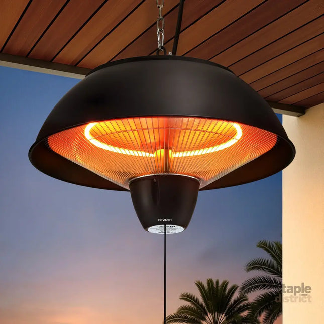 Devanti 1500W Electric Patio Infrared Heater Hanging Heaters Ceiling Mounted Remote - Appliances > Heaters > Patio
