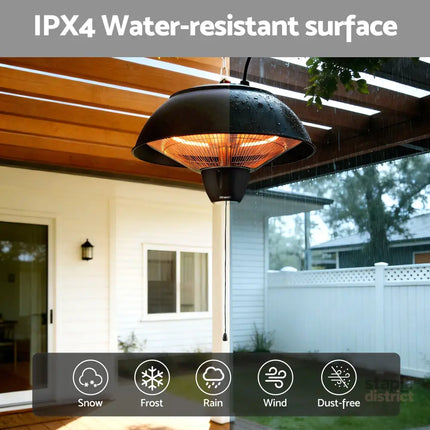 Devanti 1500W Electric Patio Infrared Heater Hanging Heaters Ceiling Mounted Remote - Appliances > Heaters > Patio