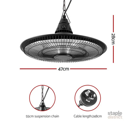 Devanti 1500W Hanging Electric Patio Heater - Appliances > Heaters > Patio Heaters