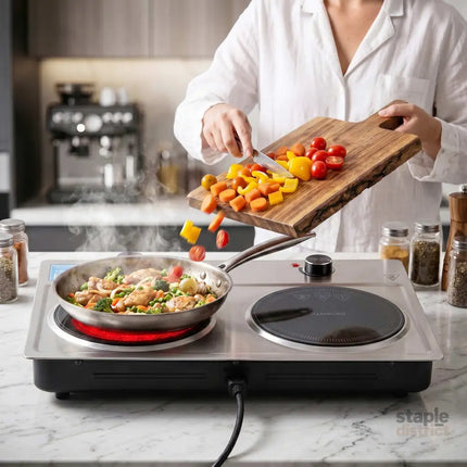 Devanti 2 Hobs Ceramic Cooktop Electric Hot Plate Infrared Knob Control 2400W - Appliances > Kitchen Appliances >