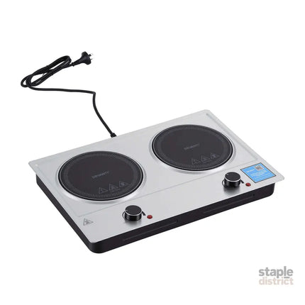 Devanti 2 Hobs Ceramic Cooktop Electric Hot Plate Infrared Knob Control 2400W - Appliances > Kitchen Appliances >