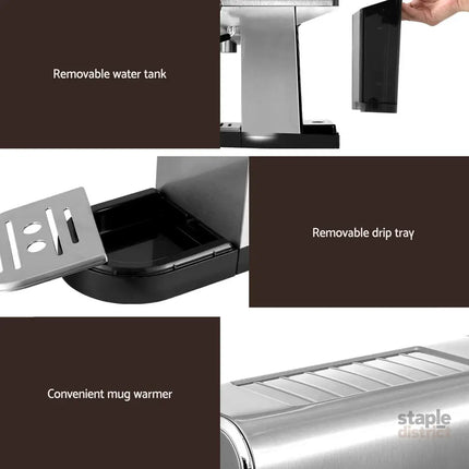 Devanti 20 Bar Coffee Machine Espresso Cafe Maker - Appliances > Kitchen Appliances > Coffee Machines & Accessories