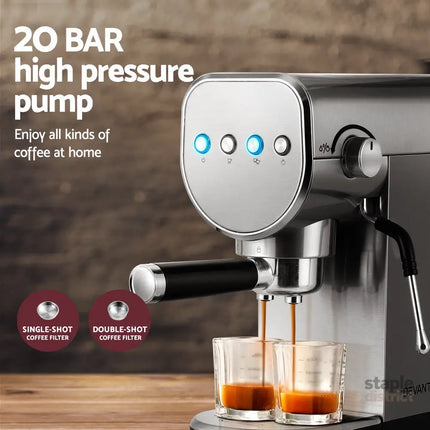 Devanti 20 Bar Coffee Machine Espresso Cafe Maker - Appliances > Kitchen Appliances > Coffee Machines & Accessories
