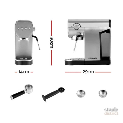 Devanti 20 Bar Coffee Machine Espresso Cafe Maker - Appliances > Kitchen Appliances > Coffee Machines & Accessories