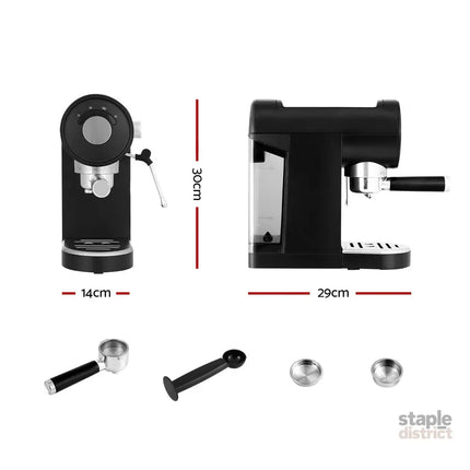 Devanti 20 Bar Coffee Machine Espresso Cafe Maker Black - Appliances > Kitchen Appliances > Coffee Machines &