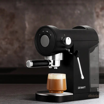Devanti 20 Bar Coffee Machine Espresso Cafe Maker Black - Appliances > Kitchen Appliances > Coffee Machines &