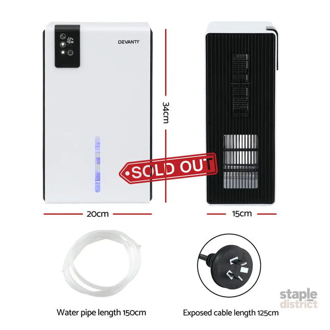 DEVANTI 2000ml Portable Dehumidifier Moisture Absorber Home Bedroom Quiet Remote - Appliances > Aroma Diffusers &