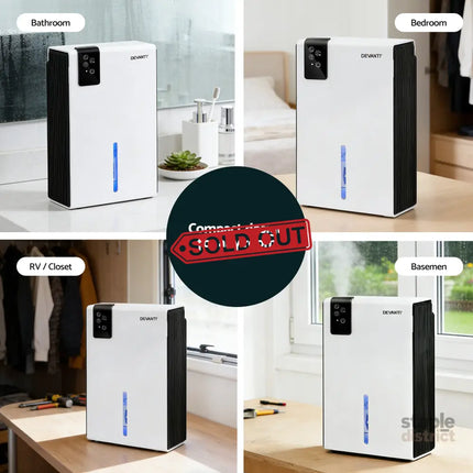 DEVANTI 2000ml Portable Dehumidifier Moisture Absorber Home Bedroom Quiet Remote - Appliances > Aroma Diffusers &