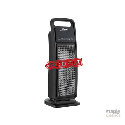 Devanti 2000W Ceramic Tower Heater Space Heaters Indoor Oscillating Black - Appliances > Heaters > Electric Heaters