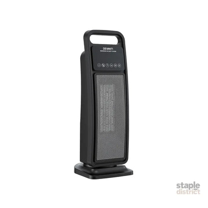 Devanti 2000W Ceramic Tower Heater Space Heaters Indoor Oscillating Black - Appliances > Heaters > Electric Heaters