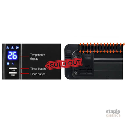 Devanti 2000W Wall Mounted Panel Heater - Black - Appliances > Heaters > Electric Heaters