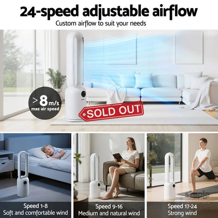 Devanti 2in1 Bladeless Fan Air Purification W/ Remote 88cm - Appliances > Fans > Portable Fans