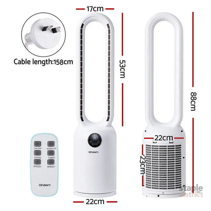 Devanti 2in1 Bladeless Fan Air Purification W/ Remote 88cm - Appliances > Fans > Portable Fans