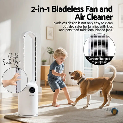 Devanti 2in1 Bladeless Fan Air Purification W/ Remote 88cm - Appliances > Fans > Portable Fans