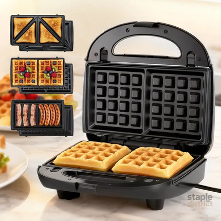 Devanti 3-in-1 Sandwich Press Waffle Maker Panini Press Grill 850W - Appliances > Kitchen Appliances > Toasters & Grills