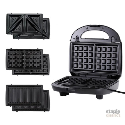Devanti 3-in-1 Sandwich Press Waffle Maker Panini Press Grill 850W - Appliances > Kitchen Appliances > Toasters & Grills