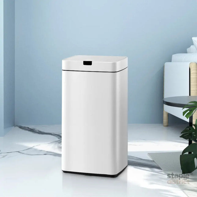 Devanti 45L Motion Sensor Bin Rubbish Automatic White - Home & Garden > Kitchen Bins > Automatic Bins