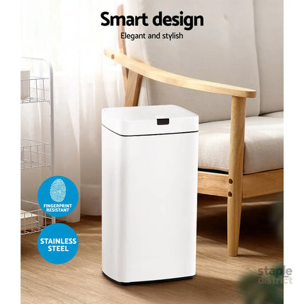 Devanti 45L Motion Sensor Bin Rubbish Automatic White - Home & Garden > Kitchen Bins > Automatic Bins