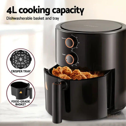 Devanti 4L Air Fryer Knob Control 1500W - Appliances > Kitchen Appliances > Air Fryers