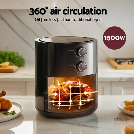 Devanti 4L Air Fryer Knob Control 1500W - Appliances > Kitchen Appliances > Air Fryers