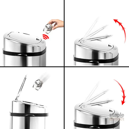 Devanti 50L Motion Sensor Bin Rubbish Automatic Silver - Home & Garden > Kitchen Bins > Automatic Bins