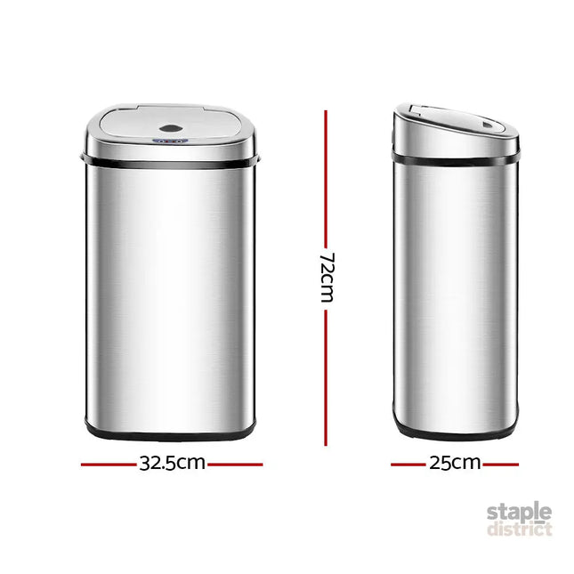 Devanti 50L Motion Sensor Bin Rubbish Automatic Silver - Home & Garden > Kitchen Bins > Automatic Bins