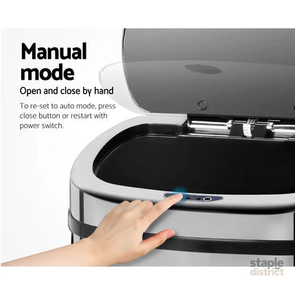 Devanti 50L Motion Sensor Bin Rubbish Automatic Silver - Home & Garden > Kitchen Bins > Automatic Bins