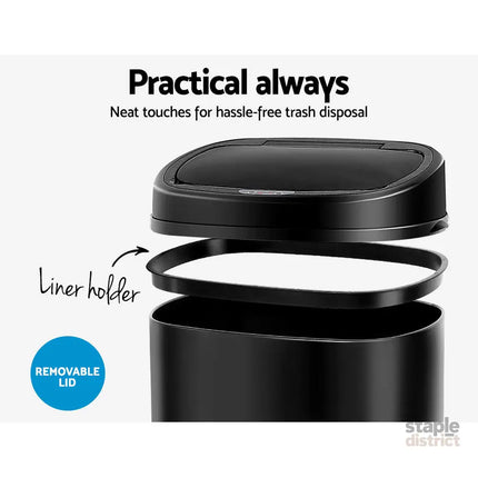 Devanti 58L Motion Sensor Bin Rubbish Automatic Black - Home & Garden > Kitchen Bins > Automatic Bins